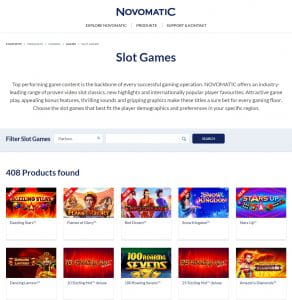 Novomatic Spielautomaten Webseite
