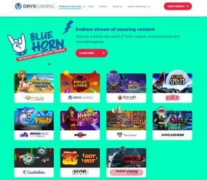 Oryx Gaming Spielautomaten Webseite